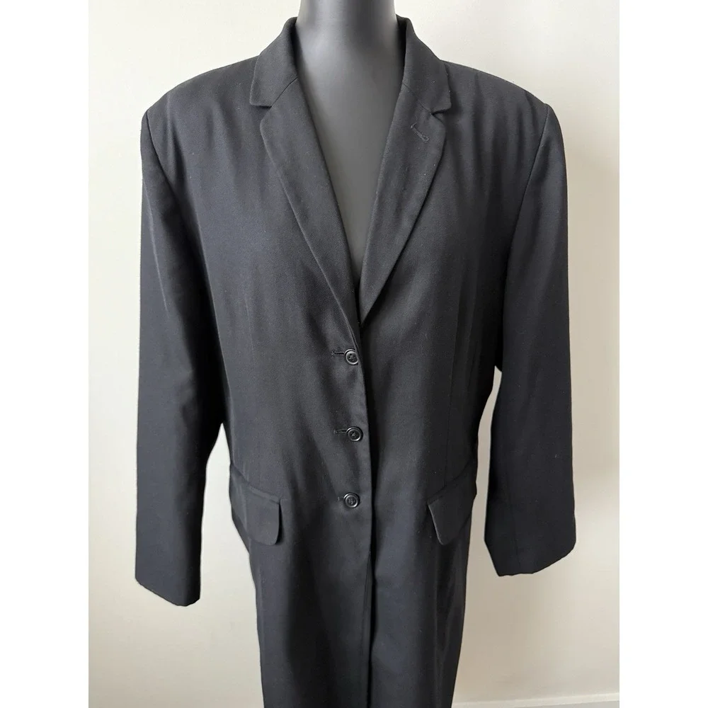 Venezia Women's Size 20 Black Wool Blend Overcoat Plus EUC - Picture 2 of 12